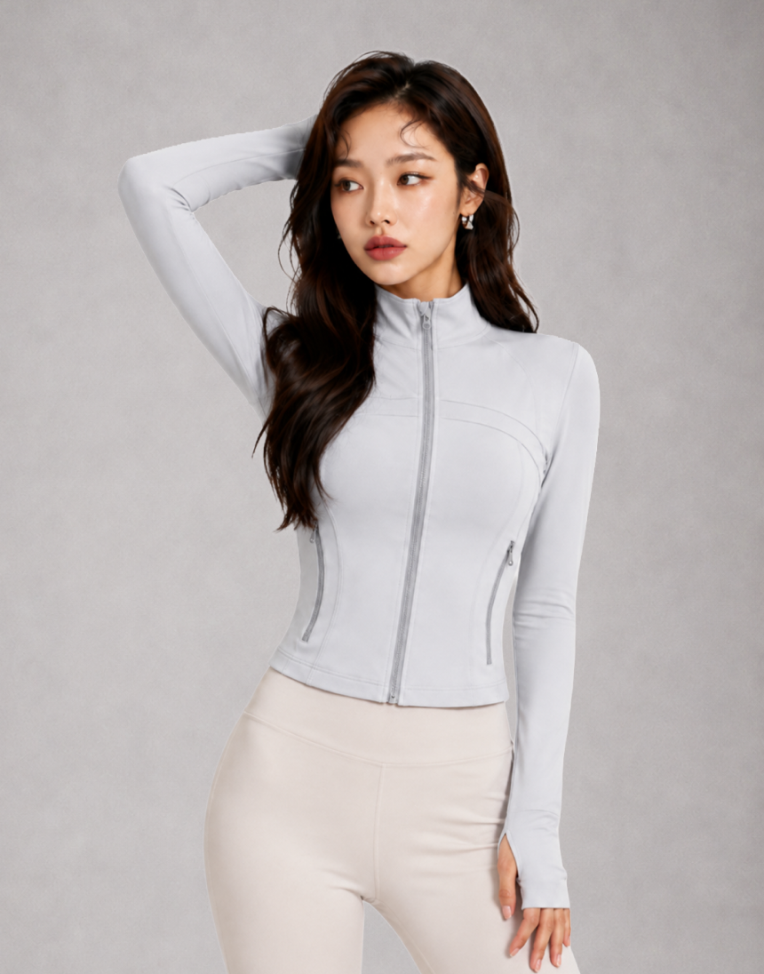 커브 스컬프트 집업 재킷 블루그레이 정면